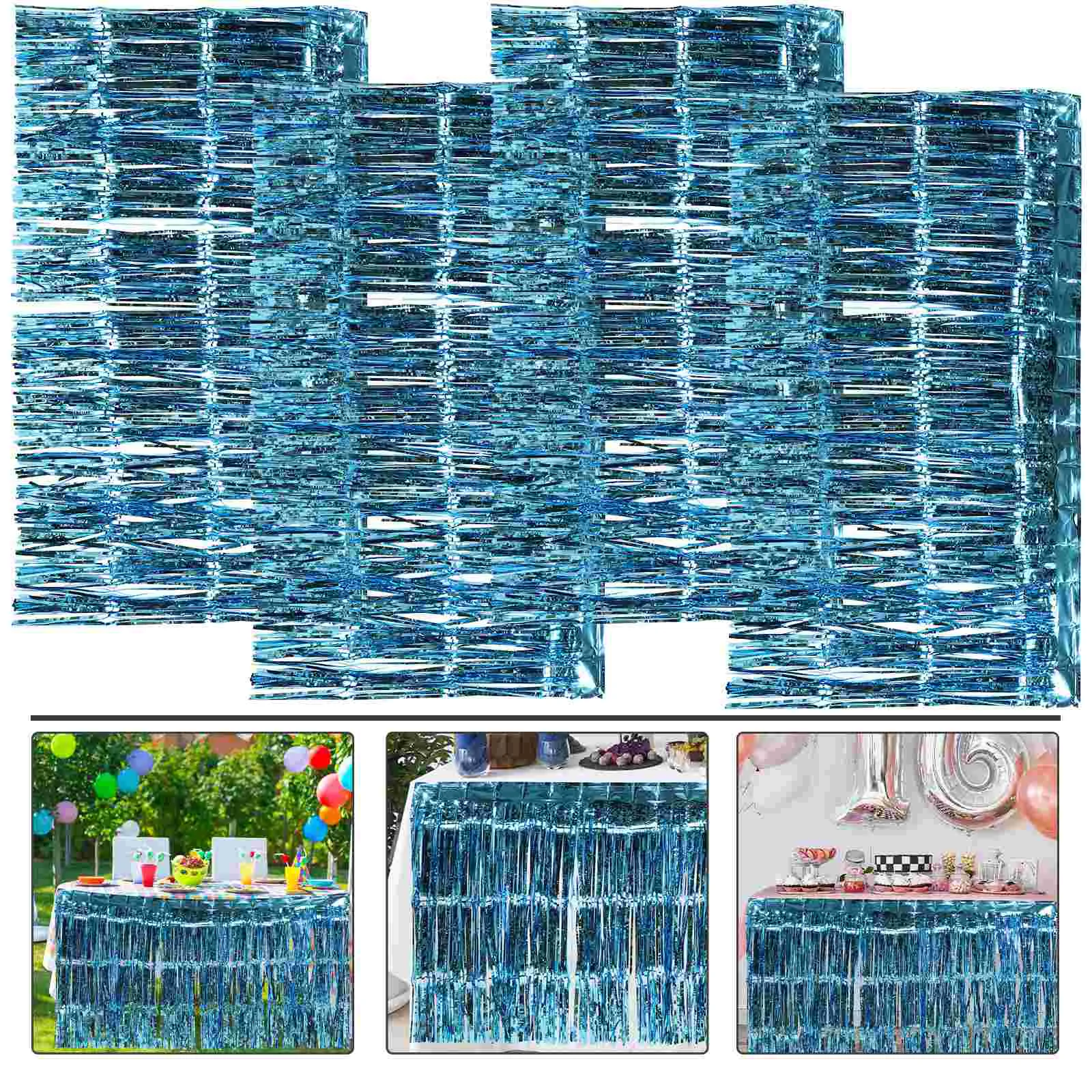 

4Pcs Shiny Tinsel Tassel Table Skirt Fringe Table Skirt Party Event Decoration