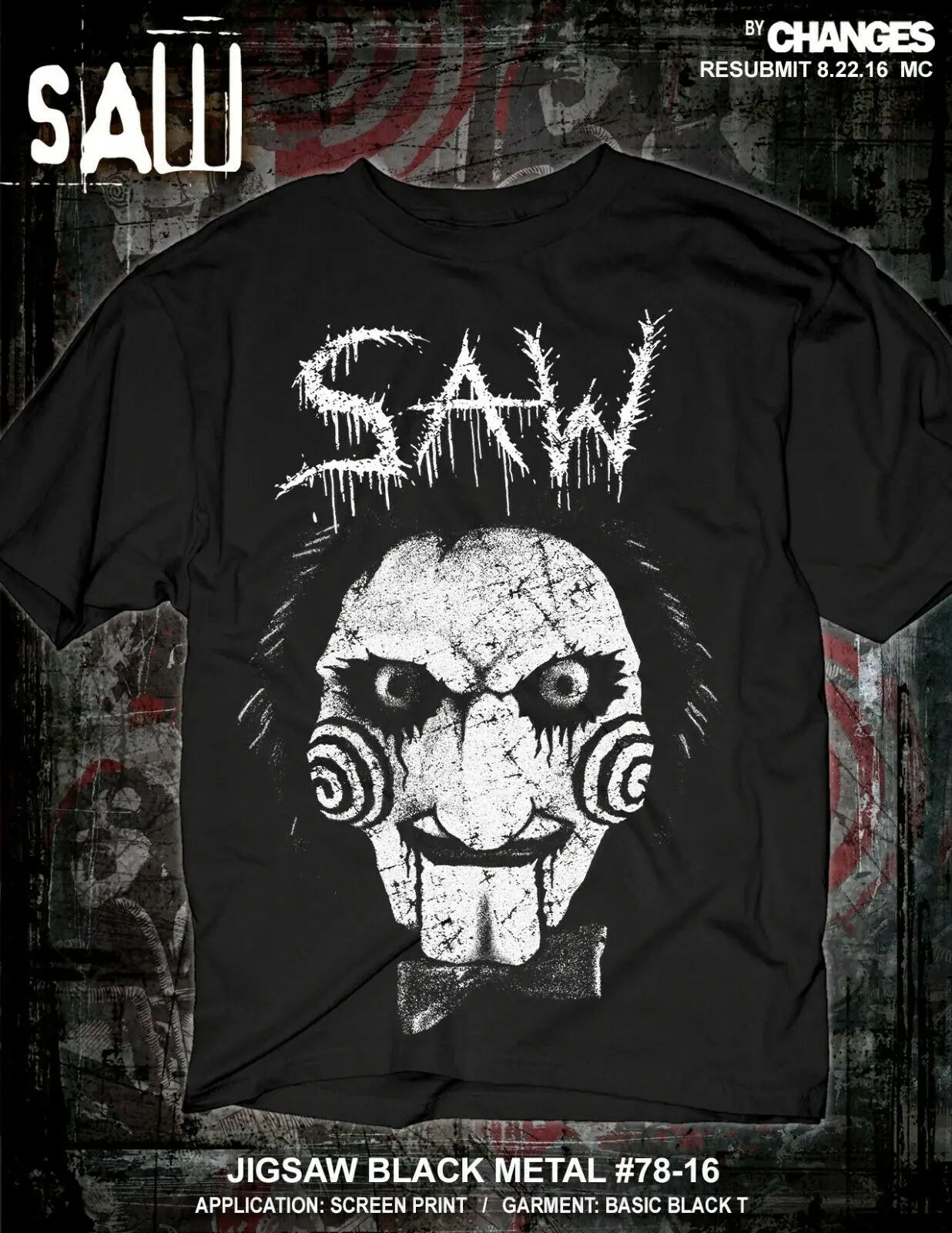 Saw Jig Saw Black Metal Billy The Puppet Gothic Punk Horror Film T Shirt 78-16