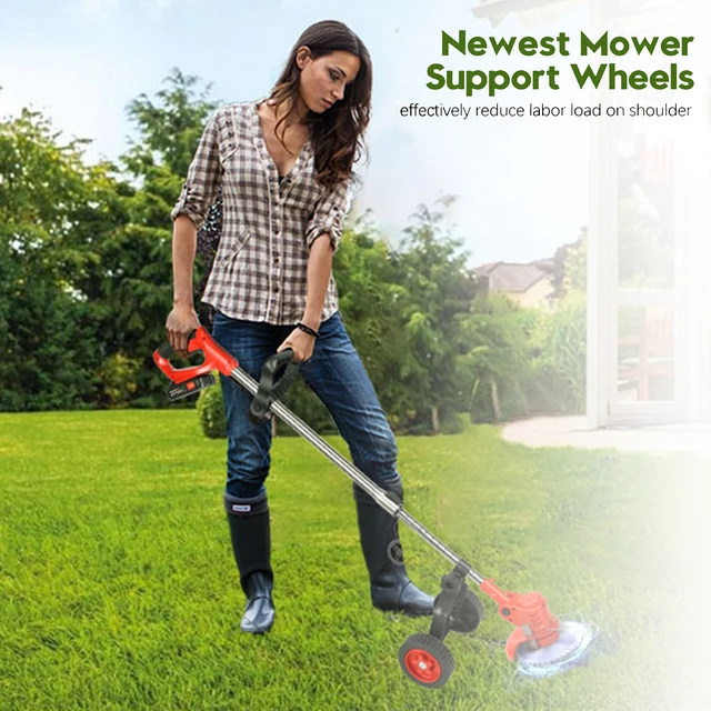 Univerzális Fűvágó Tartó Kerekek Elektromos Kefe Vágó Fűnyíró Kerekes Húr Trimmer Rögzíthető Szög - Image 6