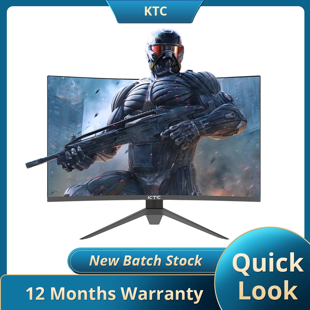  KTC Monitor curvo para juegos de 32 pulgadas, monitor 2K 165Hz,  monitor 1440P 144Hz, 1500R sin marco, 1ms, HDR, FreeSync Premium,  DisplayPort/HDMI/USB, montaje en pared VESA, monitor de PC, H32S17 