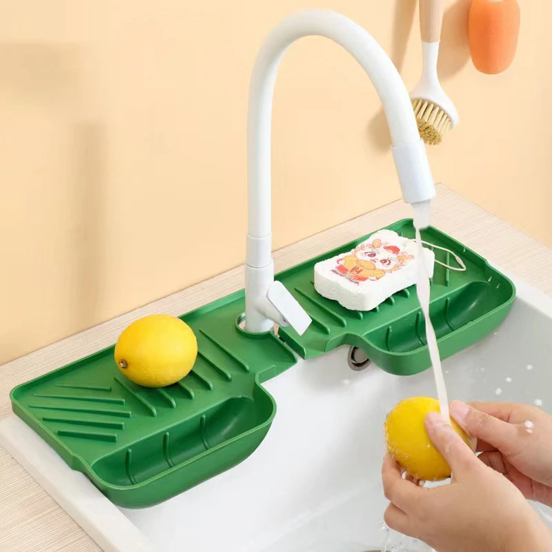 주방 싱크대 보관용 실리콘 싱크대 스플래시 가드, 방수 및 곰팡이 방지 매트, 배수 정리정돈 플레이트