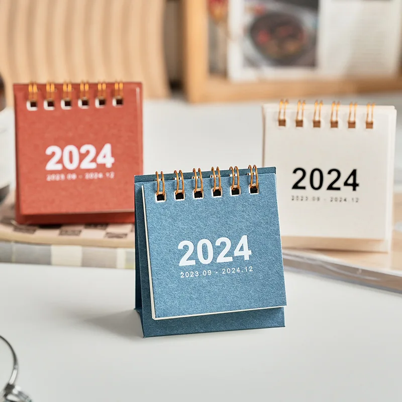English Solid Color Mini Desk Calendar Creative Office Decoration Desktop Calendar Daily Memo Study Plan desk calendar