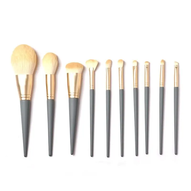 Makeup Brush Set 10Portable Soft-Bristled Makeup Brushes Morandi Color Makeup Brush Set Novice Beginners Advanced Full Set of Tools