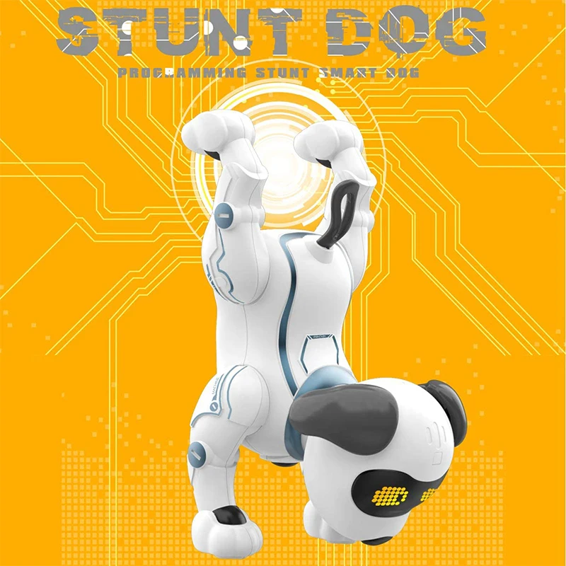 Remote Control Dog RC Robotic Stunt Puppy Voice Toys Handstand Push-up Electronic Pet Dancing Robot Sound for Kid Boys and Girls 2