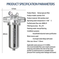 ระบบกรองน้ํากรองตะกอนทั้งบ้าน 40μm 316 ตาข่ายสแตนเลส 2