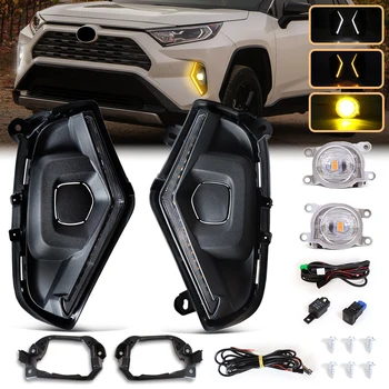 LED Fog Lamp & DRL for Toyota RAV4 2019–2025 – Amber Turn Signal, Daytime Running Light, Start-Up Animation