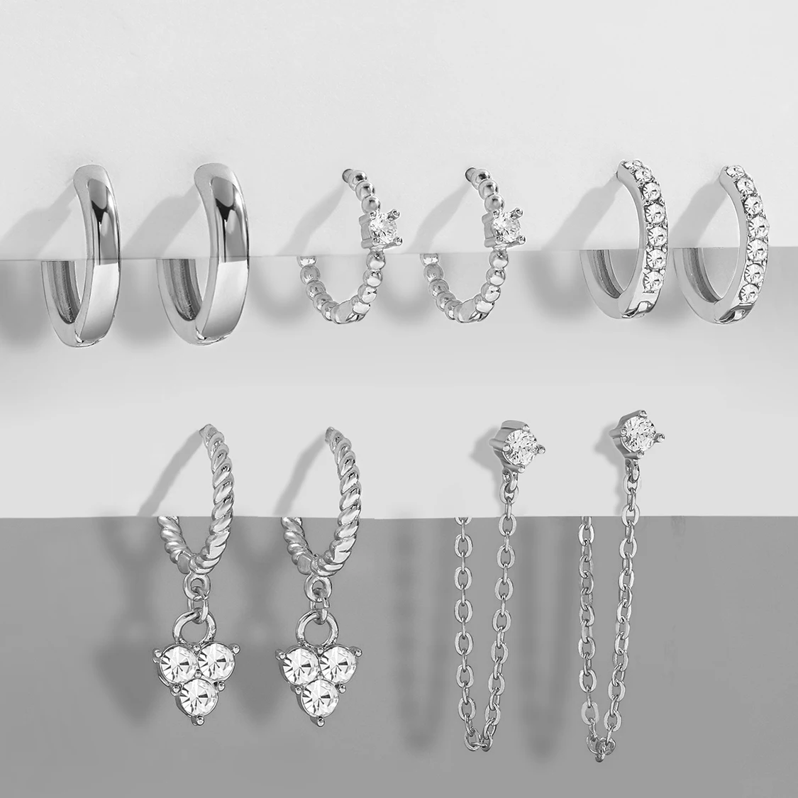 5 pair Silver Color