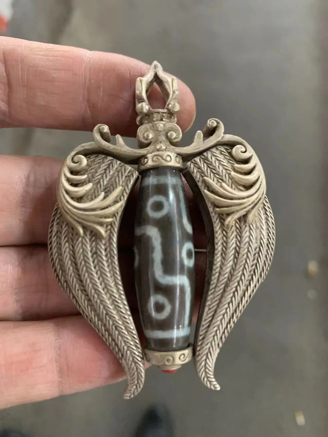 

Collections Old Tibet beautiful silver Dzi Pendants，#01