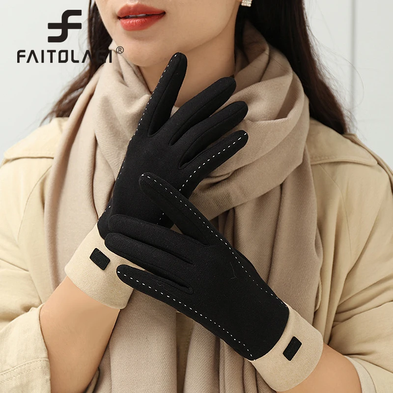 WinterWarmWomenGlovesThickVelvetTouchScreenGloveLadiesFull