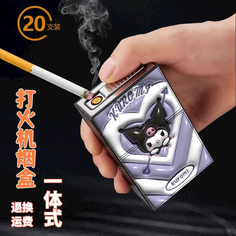 

Sanrio's new Hello Kitty lighter Kulomi cigarette case integrated portable windproof cute windproof rechargeable holiday gift