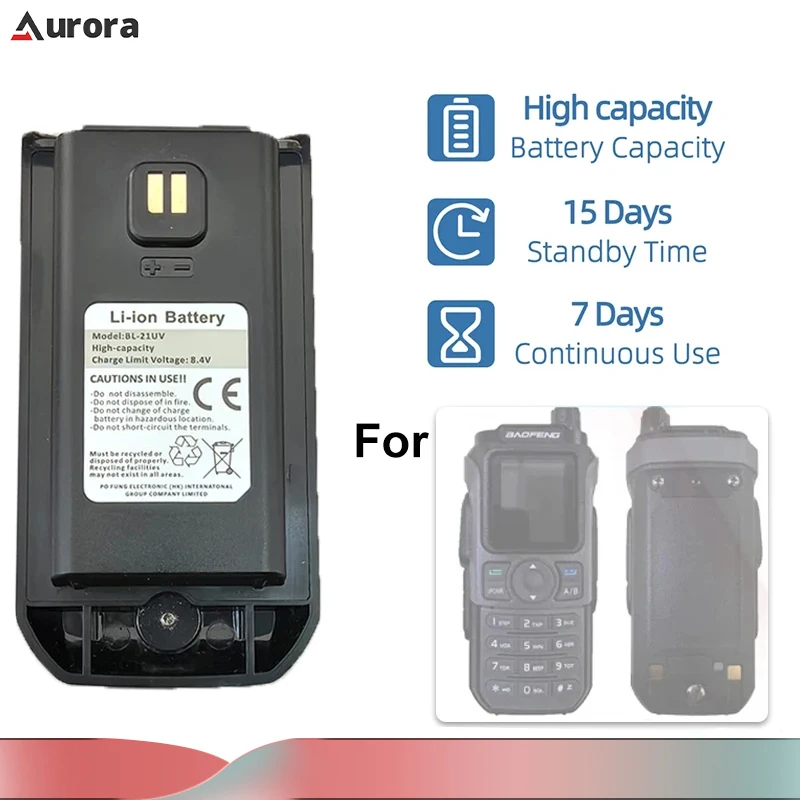 Baofeng UV-21 Pro V2 Li-ion Battery Original High Capacity DC 8.4V Typc-C Charging UV21 Pro Two Way Radio Batteries Replacements 5