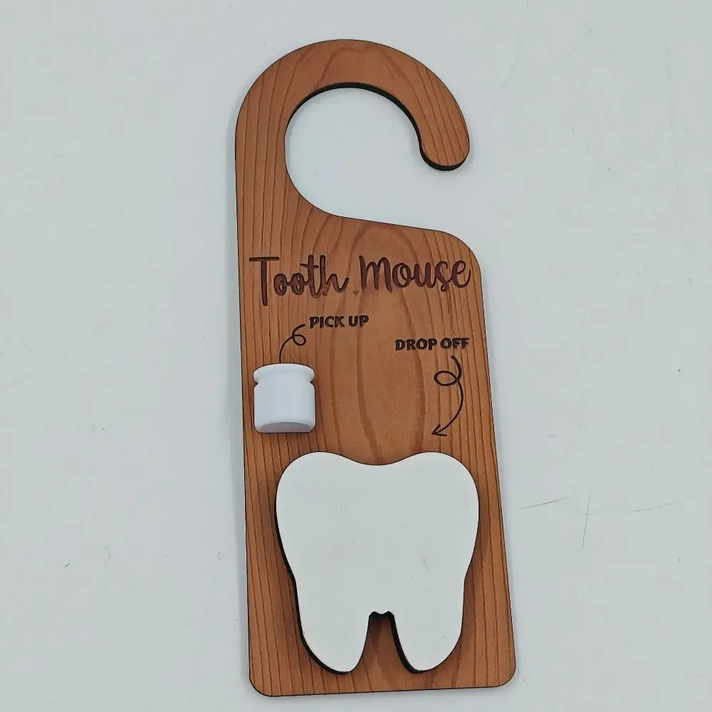 Wooden Tooth Door Hanger Decorative Encourages Tooth Care Tooth Keepsake Container Tooth Mouse Lightweight Door Hanging Decor
