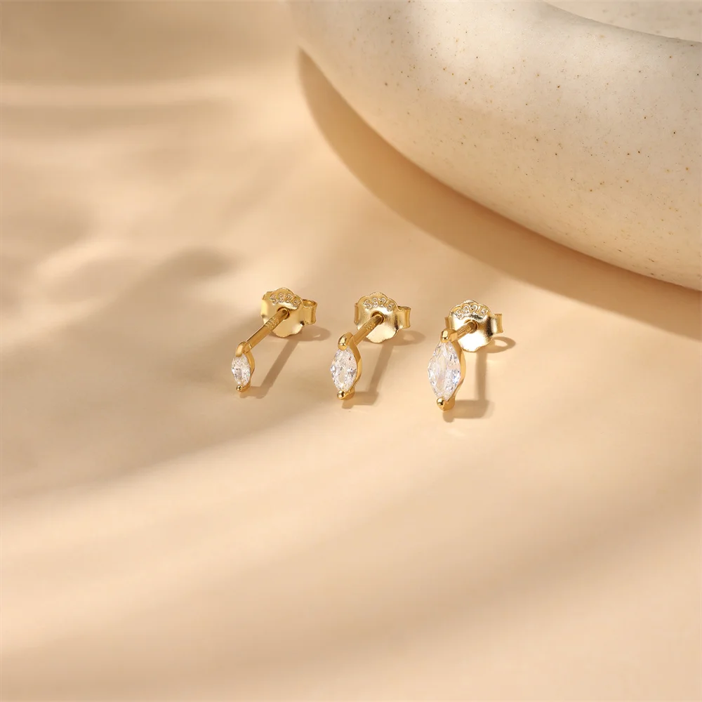 Aide S925 Sterling Silber Marquise CZ Ohrstecker Set 3-teilig Knorpel-Piercing-Ohrringe für Frauen Minimalistische Ohrstapel-Ohrringe – Detail 6