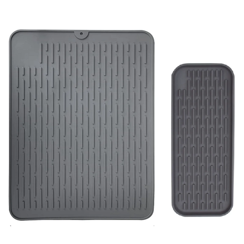 

2 Pcs / Set Silicone Dish Drying Mat Heat-Resistant And Non-Slip Silicone Mat For Kitchen, Cutlery