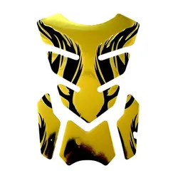 Motorcycle Flame Design 3D Tankpad Protector and Decoration Sticker (Gold)