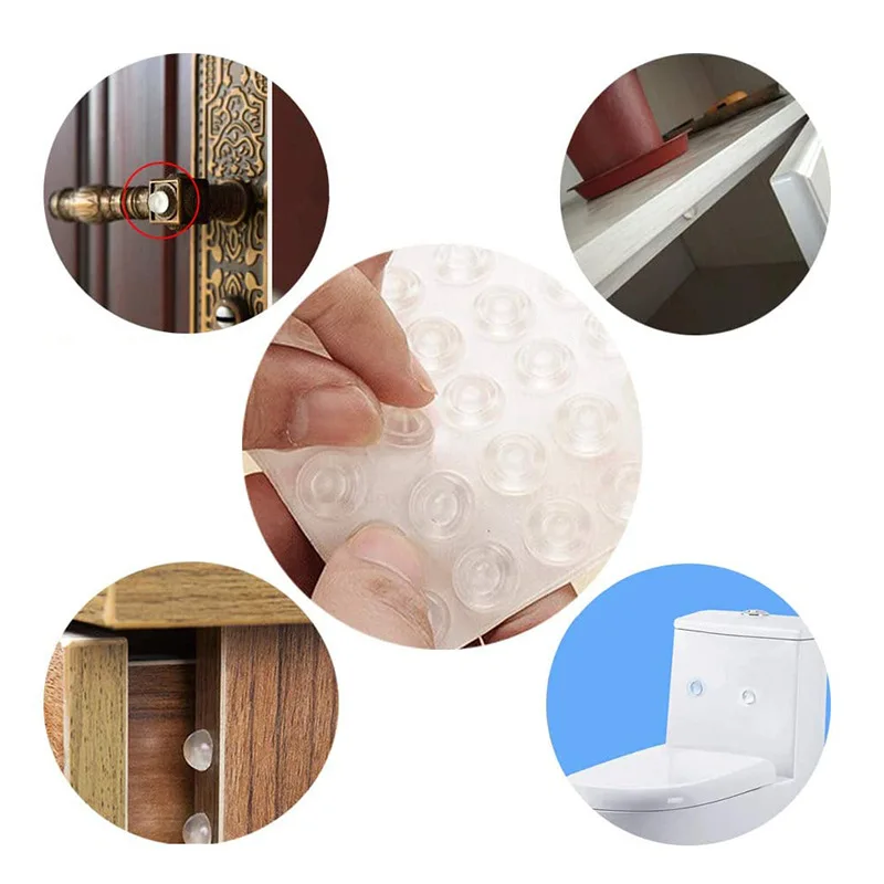 Soft Door Stops 100pcs Clear Self adhesive Rubber Pads Cabinet Bumpers Damper Buffer Cushion Noise Dampening Furniture Hardware door stopper silicone door stopper door stopper bumpers silicone rubber bumpers