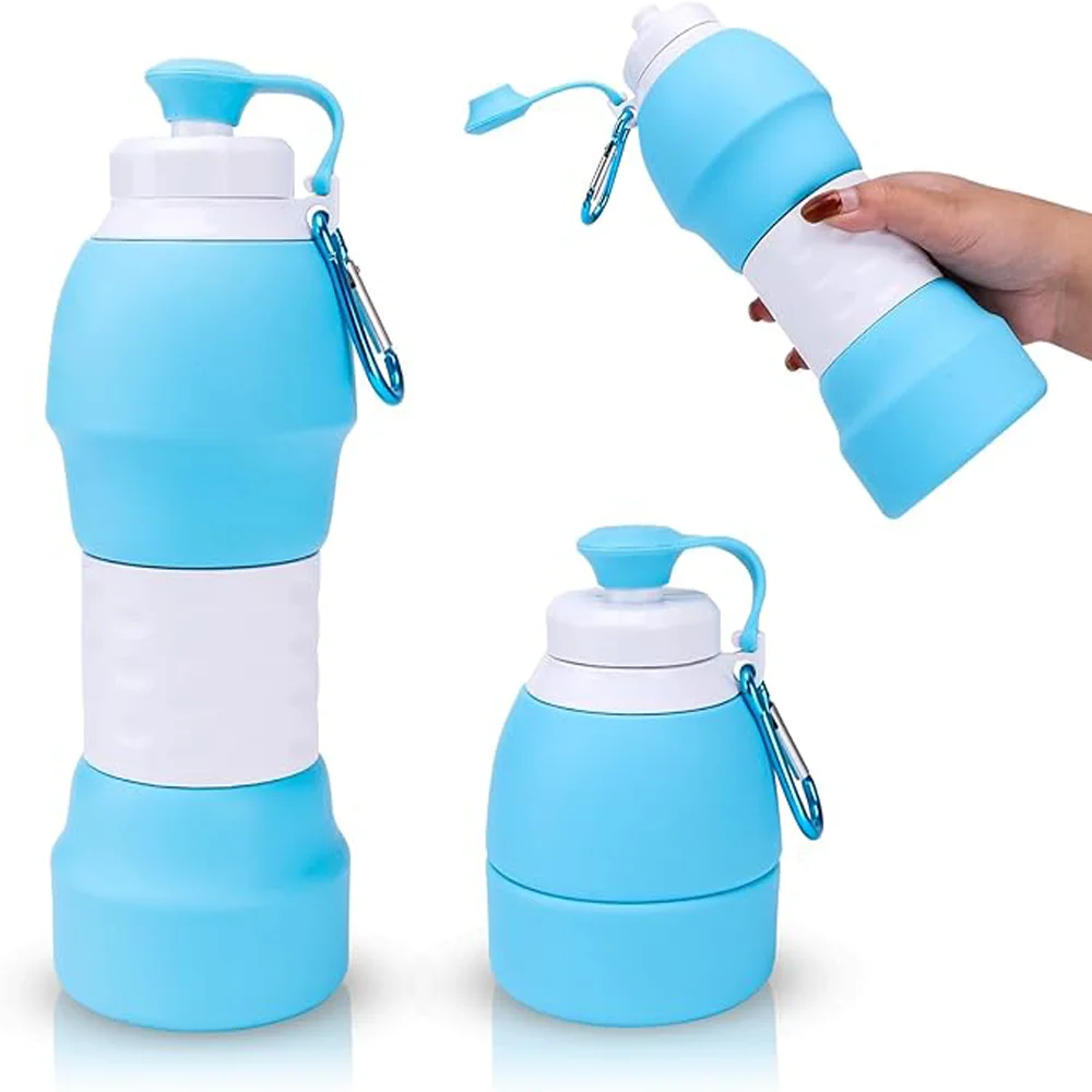 

2pcs Collapsible Water Bottle, Leak-Proof Portable Refillable Water Bottles with Carabiner, Ideal for Travel Hiking Outdoor