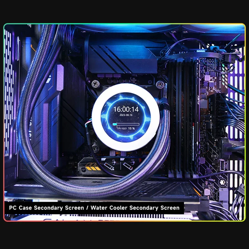 IPS 워터 쿨러 스크린, USB 보조 스크린, 음악 스펙트럼 분석 기능, CPU RAM GPU 모니터링 PC, AIDA64 없음, 2.8 인치, 2.1 인치