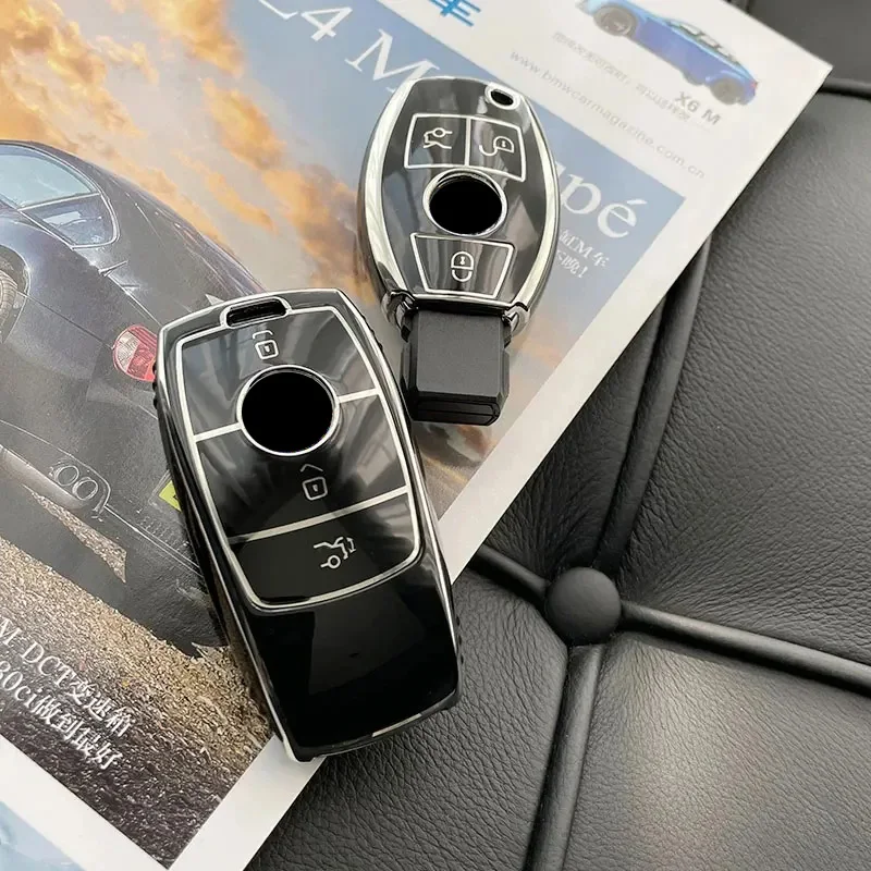 TPIC Soft TPU Car Key Case Cover Protector For Mercedes Benz E C G M R S Class W204 W212 W176 GLC CLA GLA AMG Car Accessories
