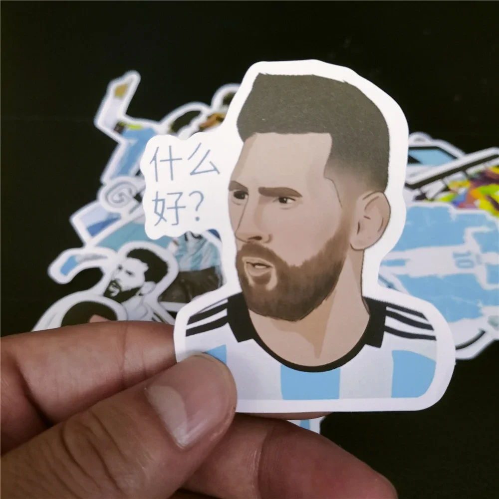 Fan Club Bar Vinyl Art Home Decor Wall Stickers Messi Football Star Waterproof Cartoon Sticker 52Pcs No Repeat