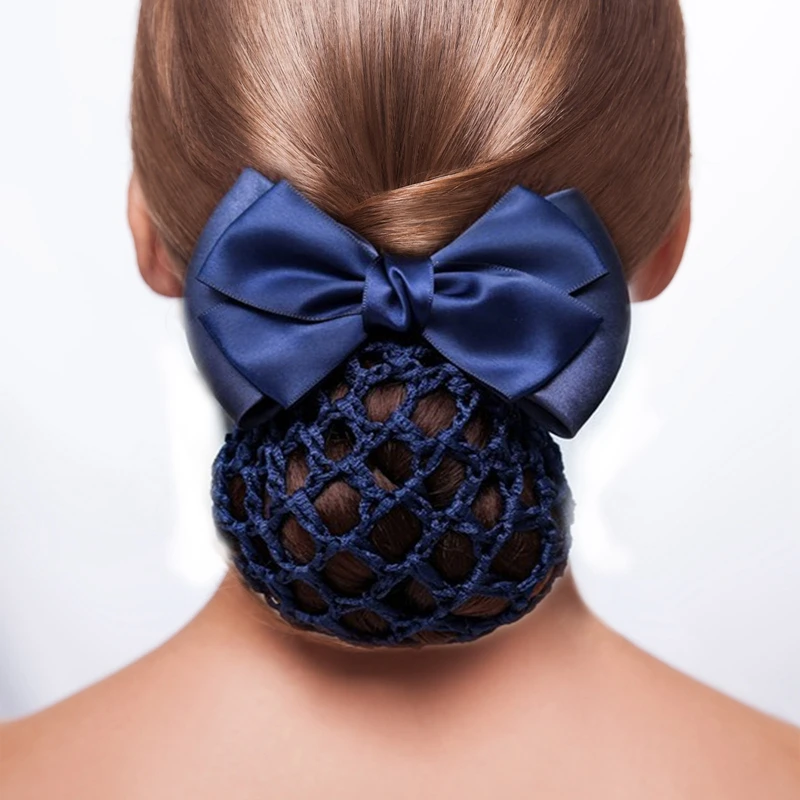 

Simple Ribbon Hairgrips with Crochet Bun Net Snood Bow Hair Clips Bow Hair Net Hair Bun Office Lady Bow Tie Barrette New