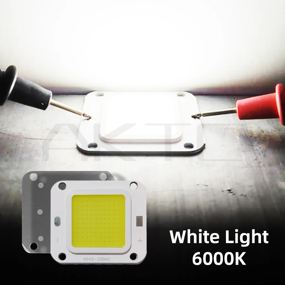 고밝도 역전 COB LED 칩, 12V DC 저전압 50W 조명용 알루미늄 판 광원, 온난 흰색 3000K/흰색 빛 6500K, 12V 배터리 직접 전원 공급 지원
