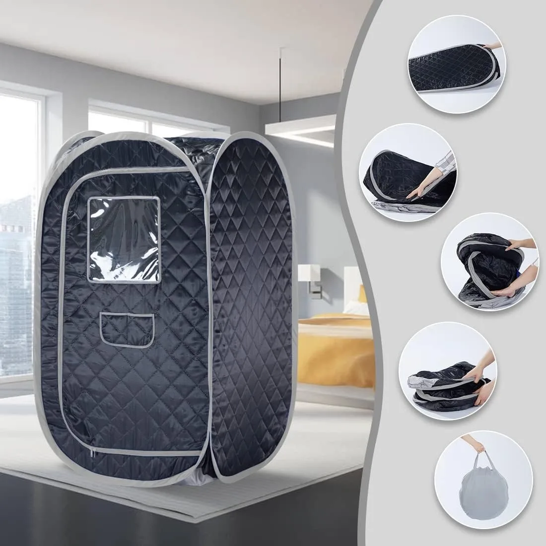 Portable Sauna for Home Full Body Portable Steam Saunas Fold-able with 2L 1000 Watt Steamer Relaxtion Home Spa 5