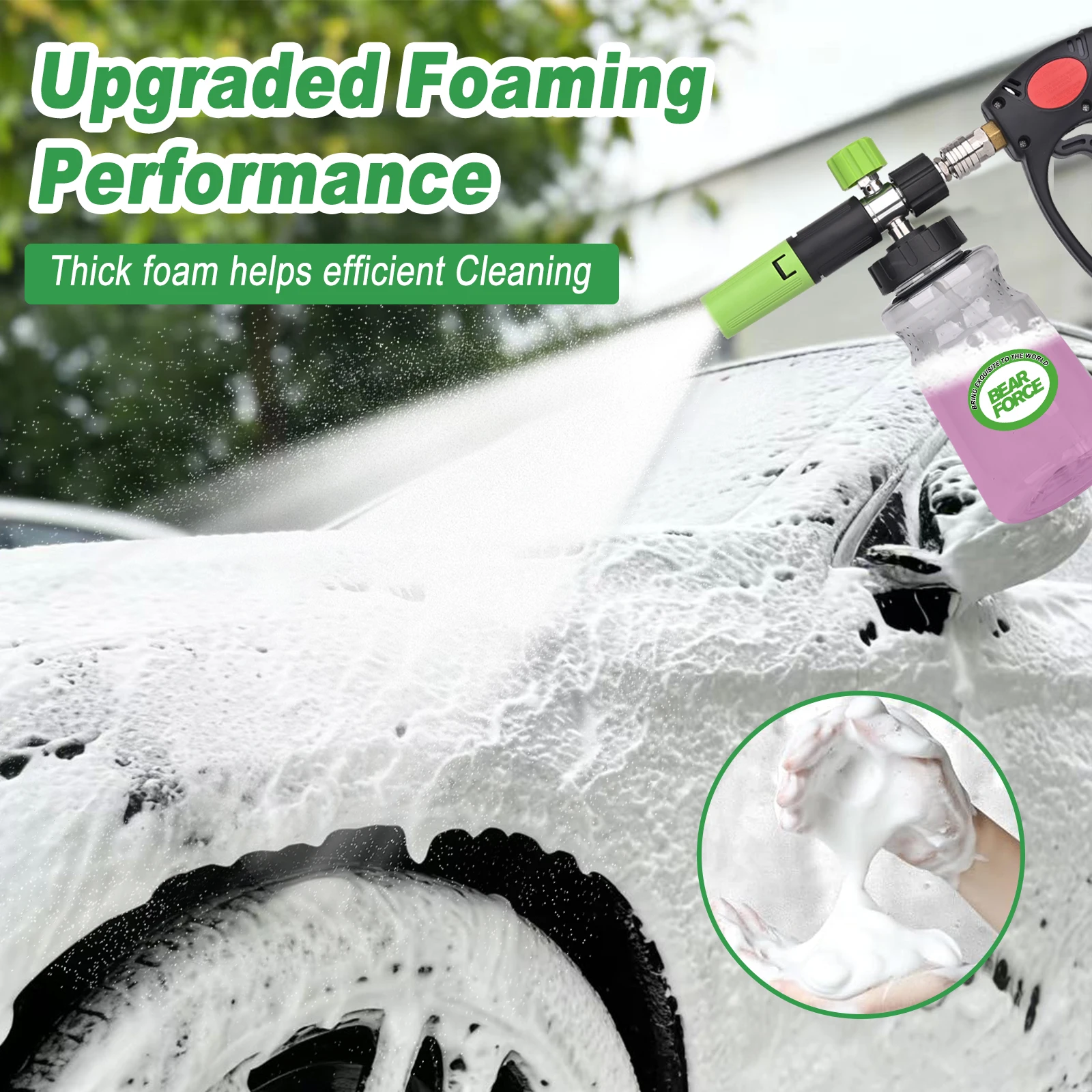 1/4인치 퀵 커넥터용 압력 세척기 폼 캐논(360도 회전) °   조절 가능한 스프레이 노즐, 신세대 조절 가능한 스프레이 노즐