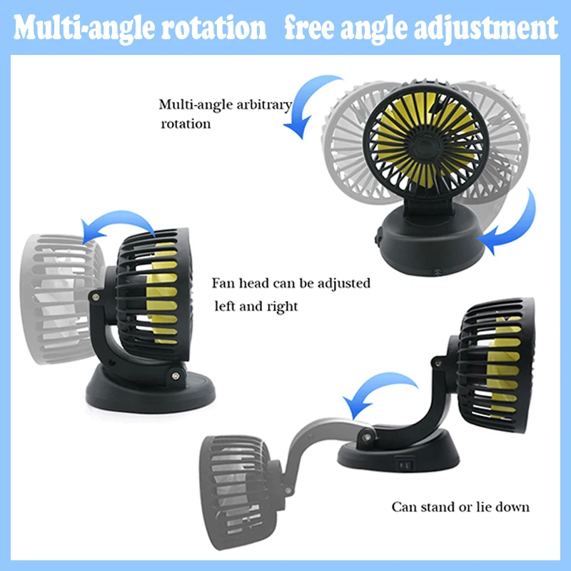 Car Fan 5V/12V/24V Mini Car Fan ABS Auto Single Head Fan USB Universal Car Suction Cup Seat Back 360 degree Cooling