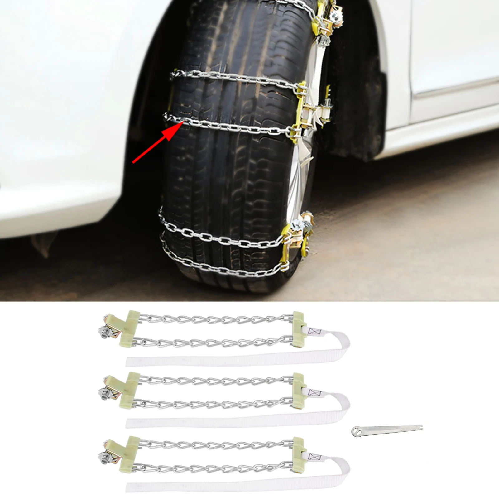 3pcs 205-225mm Anti Skid Mud Ice Snow Tire Chain Winter Security Tyre Belt For Car Truck SUV
