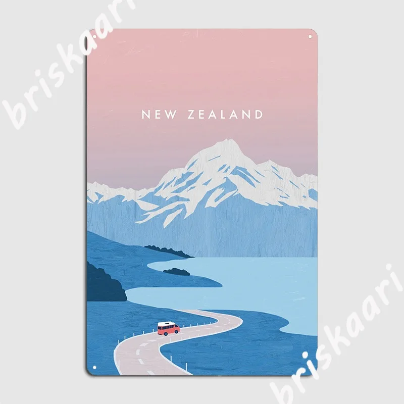 

New Zealand Travel Poster Metal Sign Wall Decor Pub Cinema Vintage Tin Sign Poster