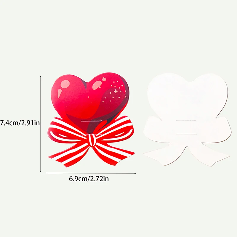 레드 하트 활 롤리팝 장식 카드, 발렌타인 데이, 결혼식, 생일 파티 용품, 사탕 장식, 선물 선물, 50 개