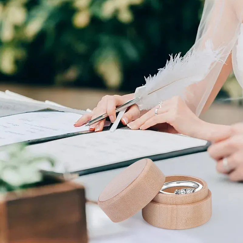 1-5pcs Wood Handmade Jewelry Box Small Round Wooden Storage Box Jewelry Rings Earrings Necklaces Storage Container Case With Lid 6