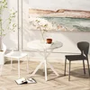 31.5'' Modern Cross Leg Round Dining Table, White Marble Top Occasional Table, Two Piece Removable Top, Matte Finish Iron Legs 2
