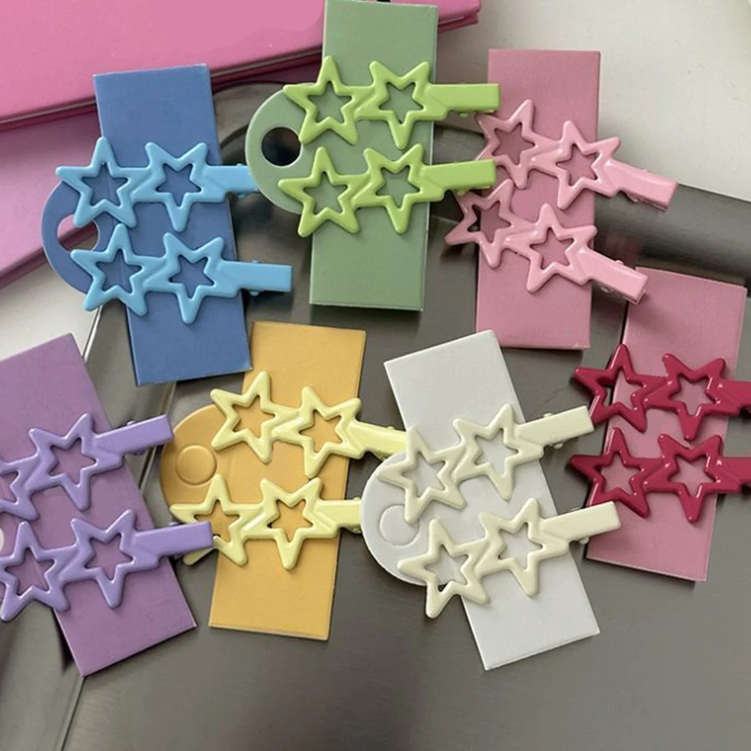 

Colorful Y2K Star BB Hair Clips Women Grils Cute Metal Star Hairpins Side Barrettes Hair Grip Hair Accessories Headwear 1pair