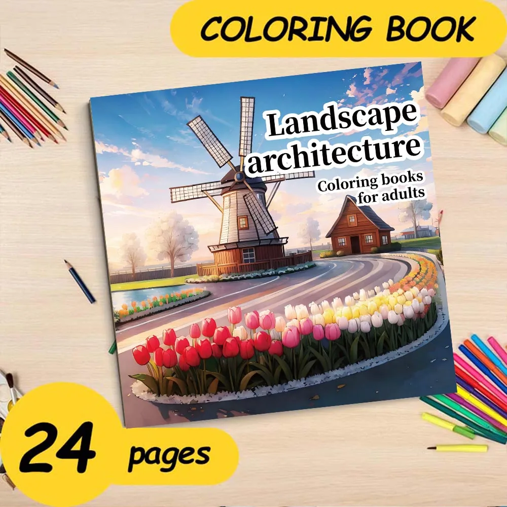 Landscape Architecture Stress-Relief Coloring Book