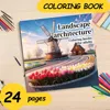 Landscape architecture Coloring Book For Adults And Teens Featuring 24 Page Relieve Stress Kill Time Graffiti Painting Drawing 1