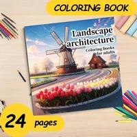 Landscape architecture Coloring Book For Adults And Teens Featuring 24 Page Relieve Stress Kill Time Graffiti Painting Drawing 1