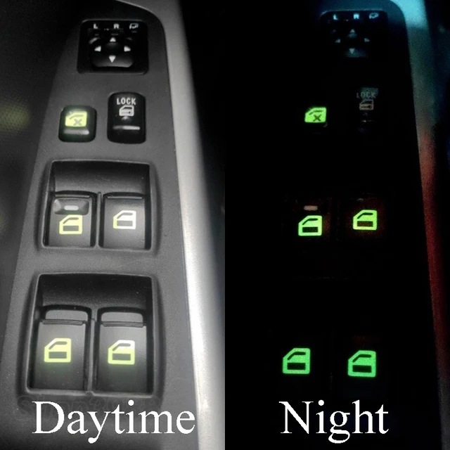 Luminous Car Window Button Sticker Door Window Lifter Switch Night Fluorescent Decals Car Interior Decoration Auto Accessories 2