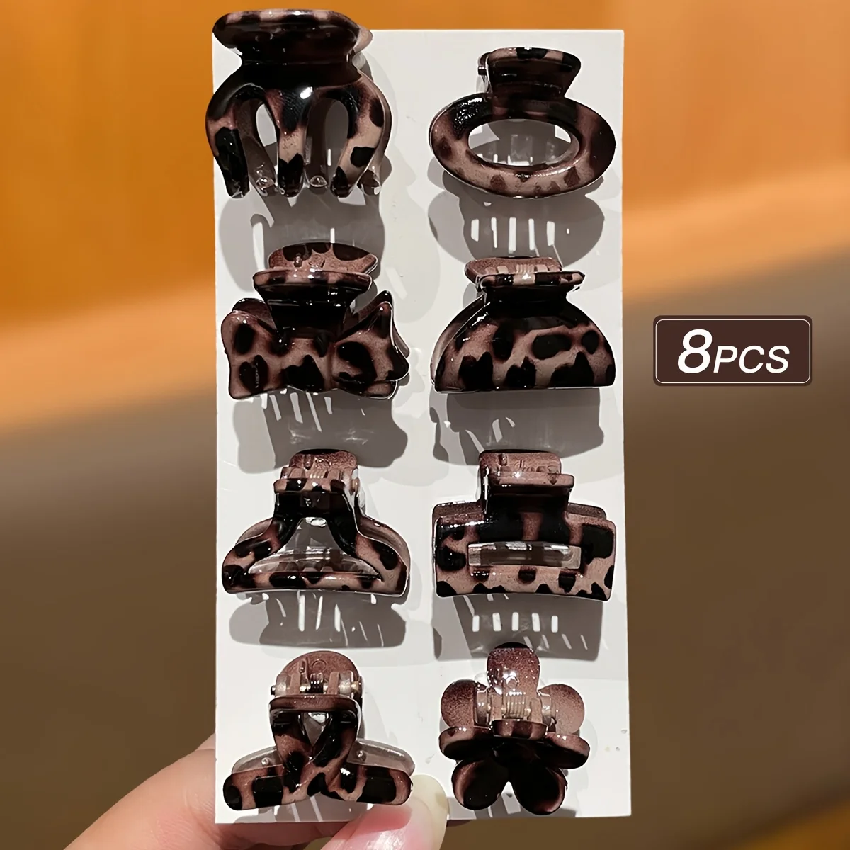 8 Stück kleine Haarspangen mit Leopardenmuster, hoher Pferdeschwanz, einfach und vielseitig, modisch und niedlich, Haarspangen-Stirnband-Accessoire, Haar – Detail 8