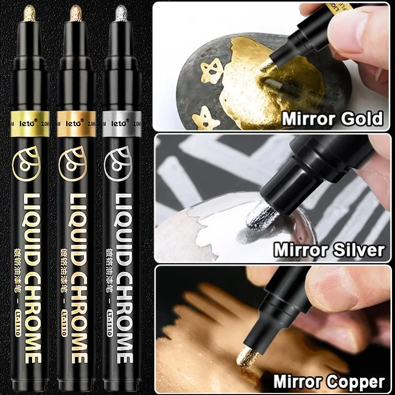 

Mirror Pens Liquid Reflective Paint Metal Chrome Plate Silver Marker DIY Liquid Signature Model High-gloss Electroplating
