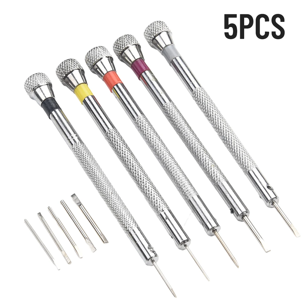 5pcs 0.8/1.0/1.2/1.4/1,6mm Präzisions schlitz schrauben dreher Brillen Uhr Schmuck Uhrmacher Reparatur werkzeuge Set Zubehör – Detail 9