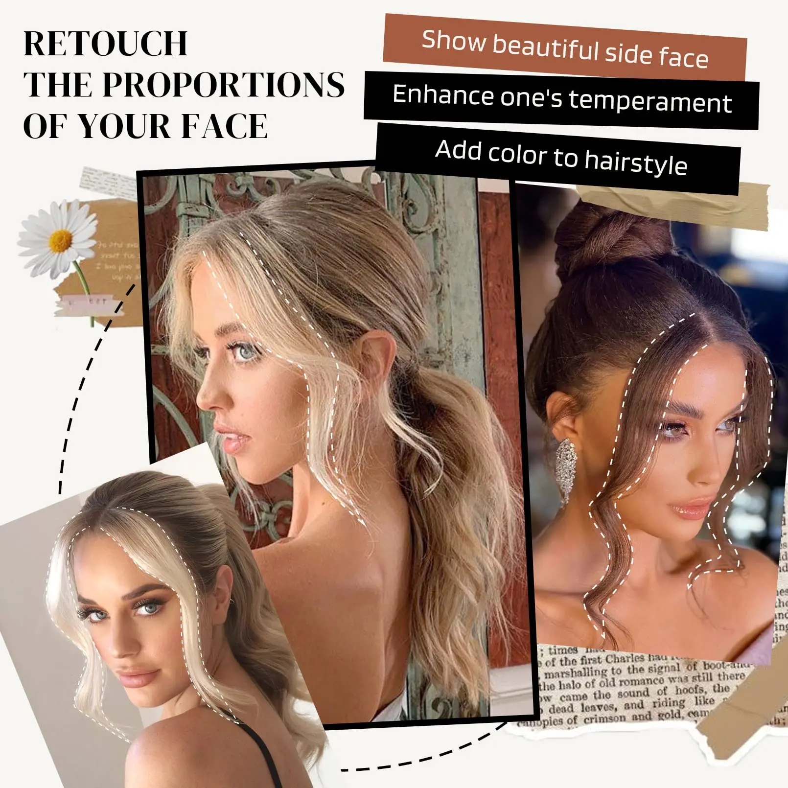 Synthetic Hair Bangs Clips for Women Long Fake Fringe