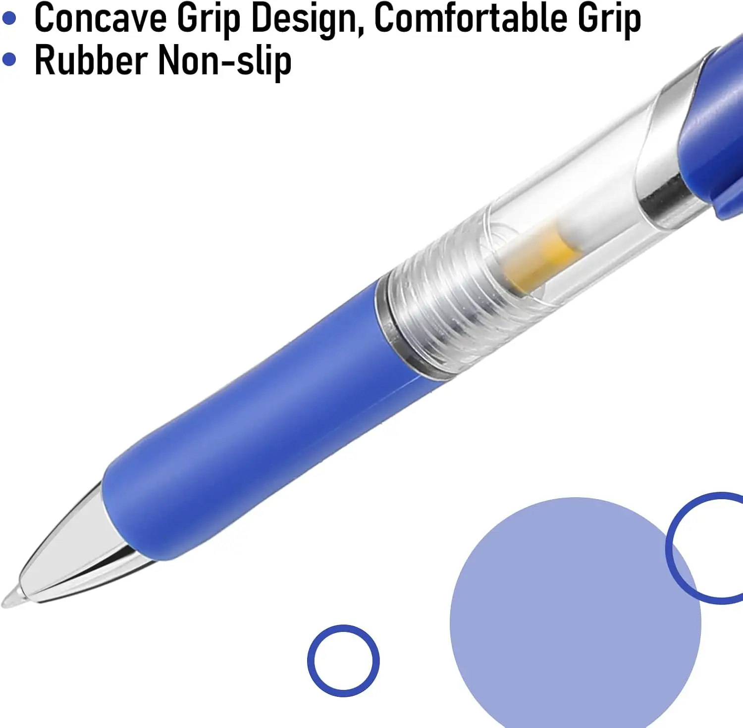 Gel Pens 0.5mm Metal Tip Retractable Ballpoint Comfortable Grips Smooth Writing 12pcs
