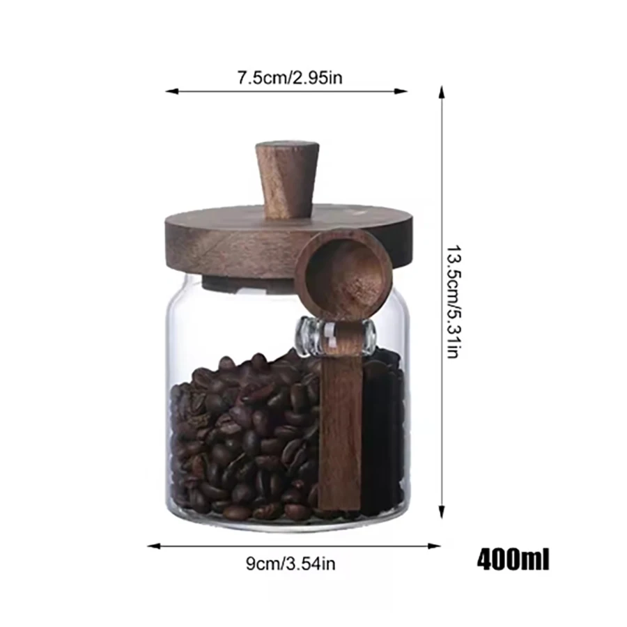 Airtight Glass Food Storage Containers with Wooden Lids - Sealed Jars for Sugar Coffee Candy