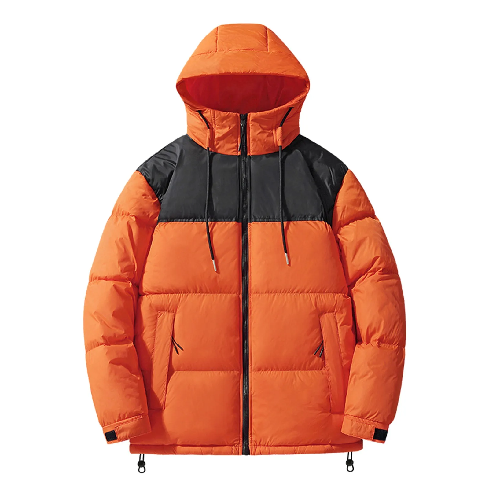 

Autumn And Winter New Men'S Cotton Jacket Hooded Thickened Down Jacket Jacket Solid Color Hooded Long-Sleeved Zipper Jacket