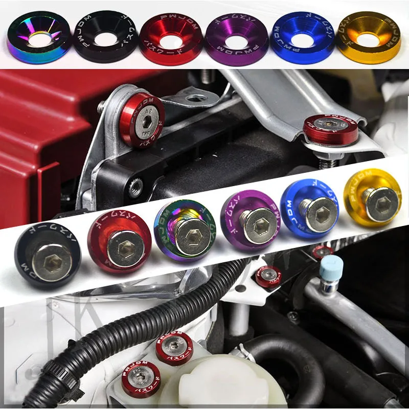 10 pcs Aluminum Car Fender Bumper Engine Washer Bolts JDM M6x20mm Modified Hex Fasteners Concave Screws Universal car accessories,auto fasteners,auto accessories,car screws,kids trousers,fender washers