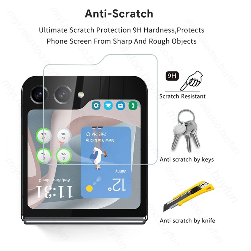 ZFlip5 Case 4In1 Back Screen Protector Tempered Glass Camera Protective Glass For Samsung Galaxy Z Flip5 5G Phone Case Screen Protector