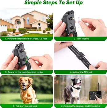 Wireless Dog Fence, Electric Fence for 2 Dogs Shocks Training Collar Remote 2-in-1,Wireless Pet Containment System with Adj 6