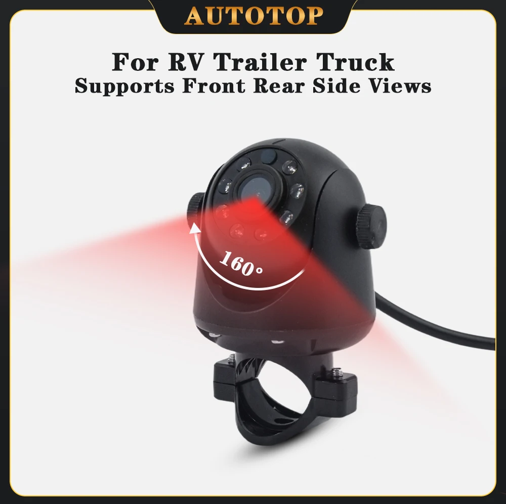 AUTOTOP 1920×1080P AHD Car Front Rear Side Views Camera For RV Trailer Truck, IR LEDs 3D Night Vision, Waterproof 160°Wide Angle